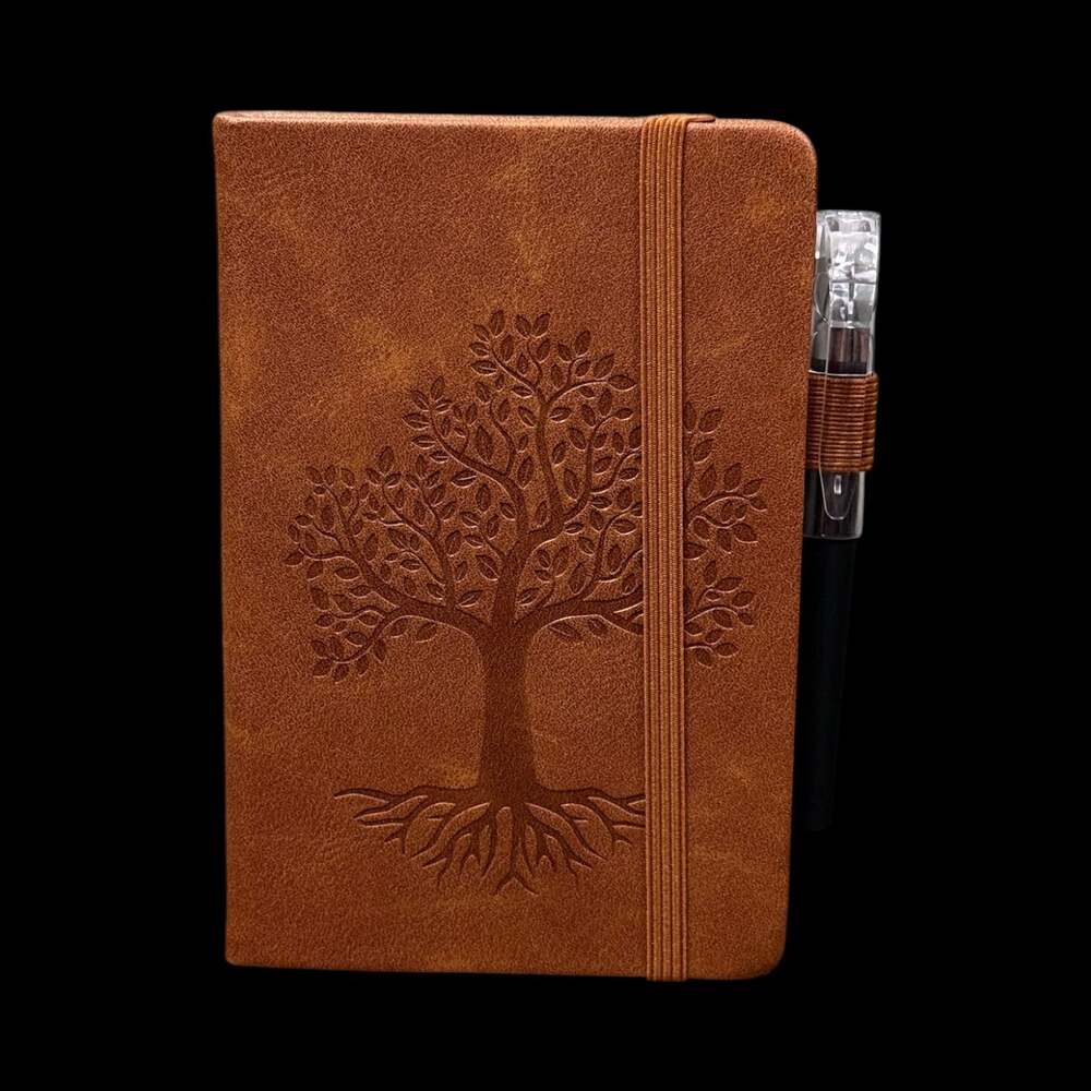Light Brown Tree of Life Embossed Small Hardcover Lined Journal with Pen